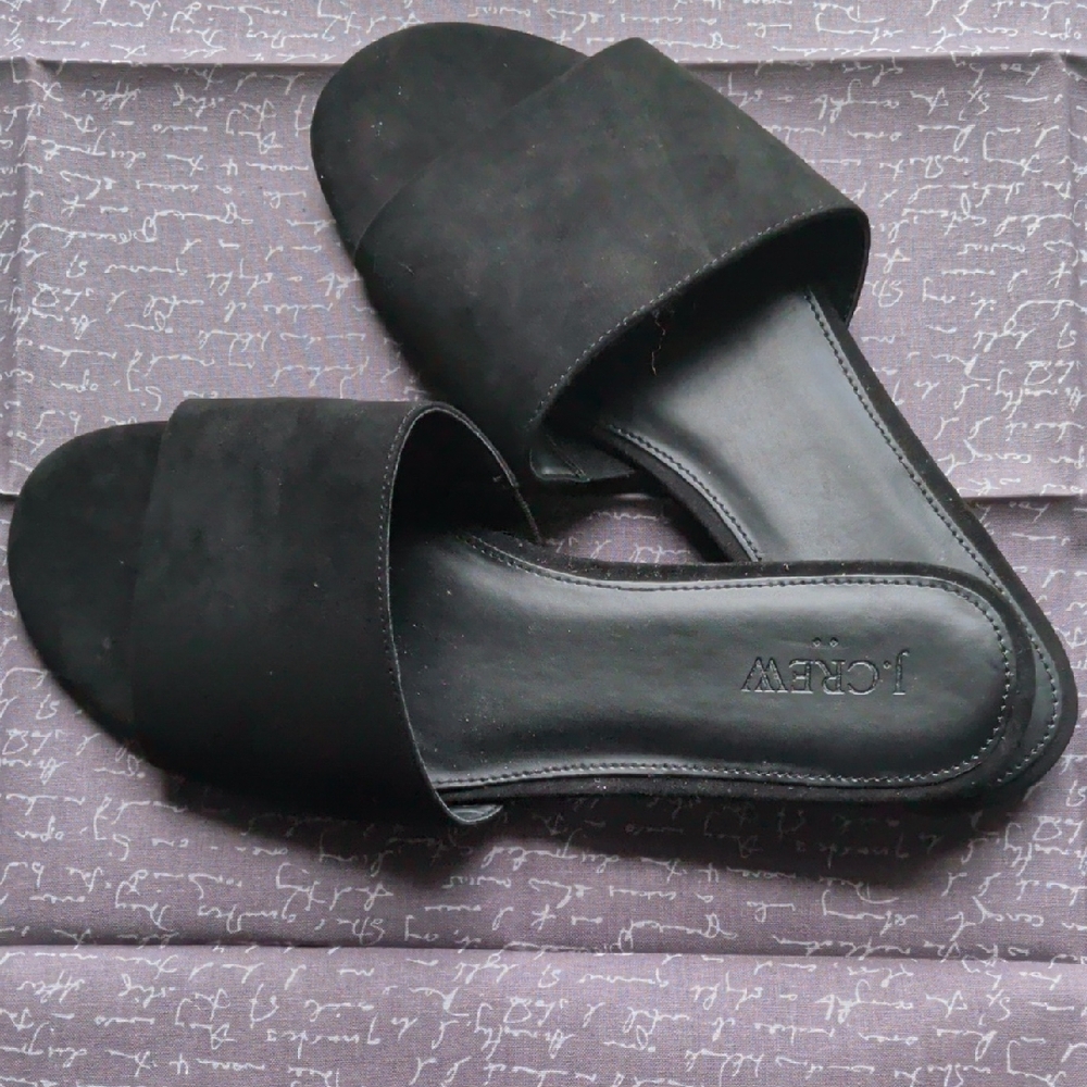 J. Crew Black Suede Slide Mules